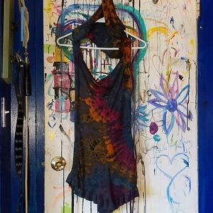 Dark Contrasted Tie Dyed Festival Romper